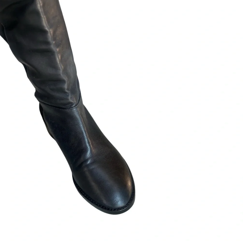 Saks 5th Avenue Leather Mixed Media Knee High Riding Boots | Black | Size 8
